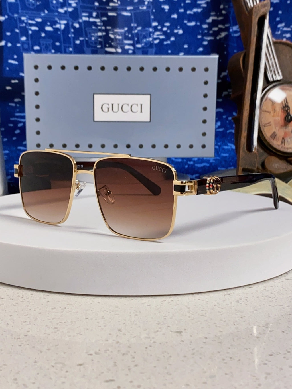 Gucci Metal Square Red Lens Sunglasses for Men & Women - 158235