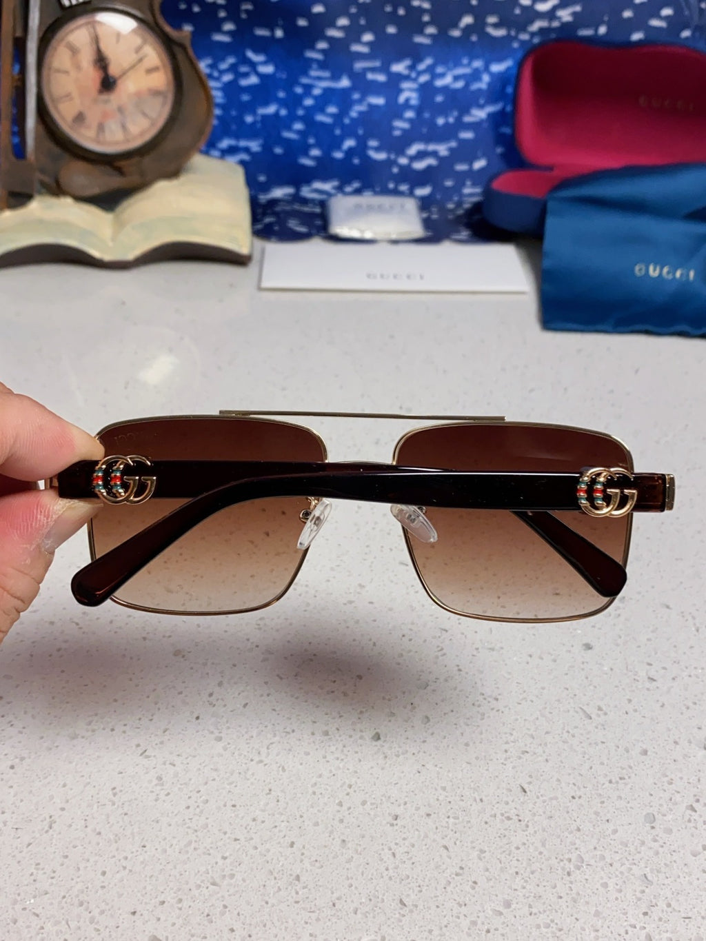 Gucci Metal Square Red Lens Sunglasses for Men & Women - 158235 - detail image 5