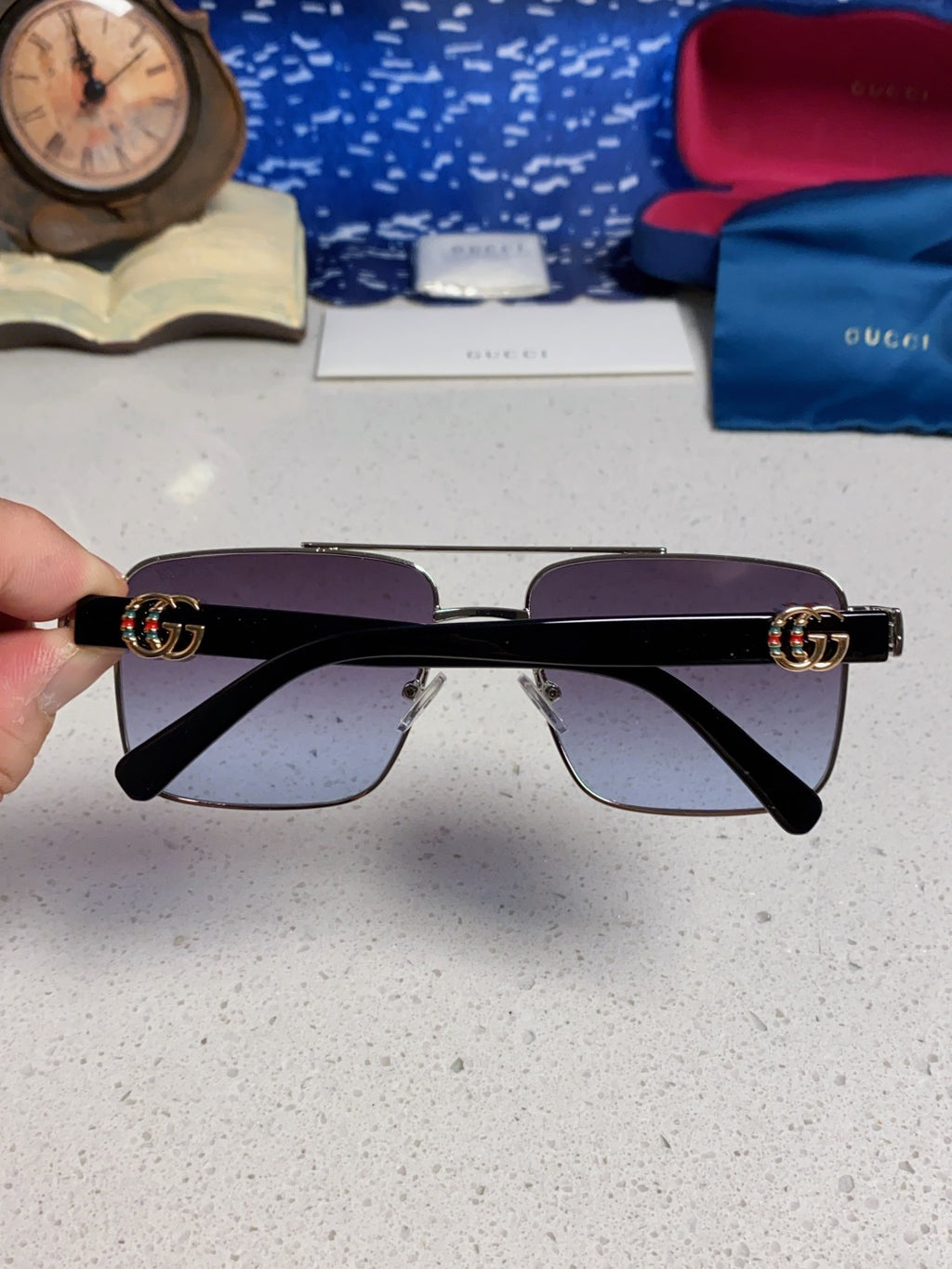 Gucci Metal Square Silver Lens Sunglasses for Men & Women - 398439 - detail image 5