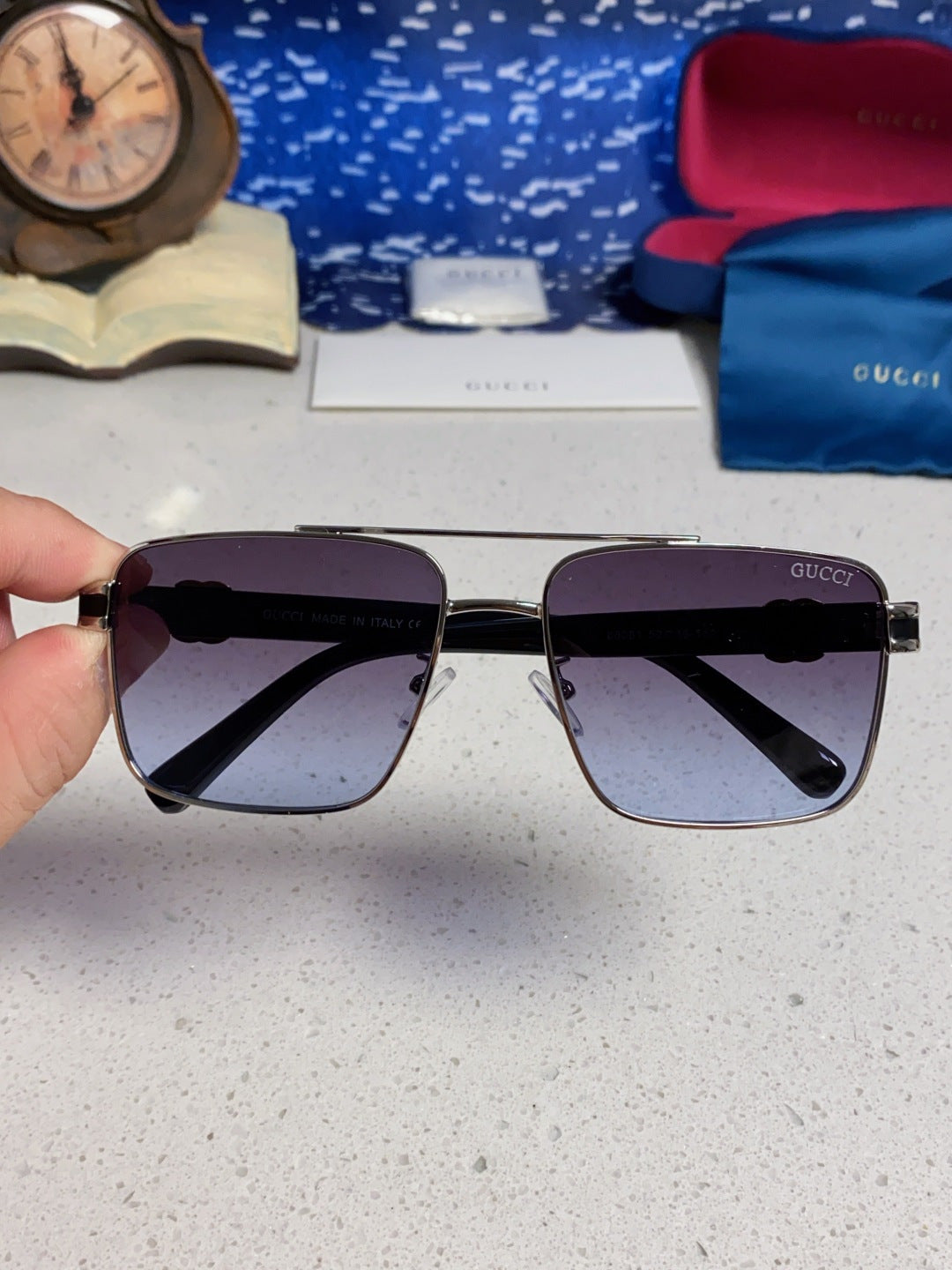 Gucci Metal Square Silver Lens Sunglasses for Men & Women - 398439 - detail image 4