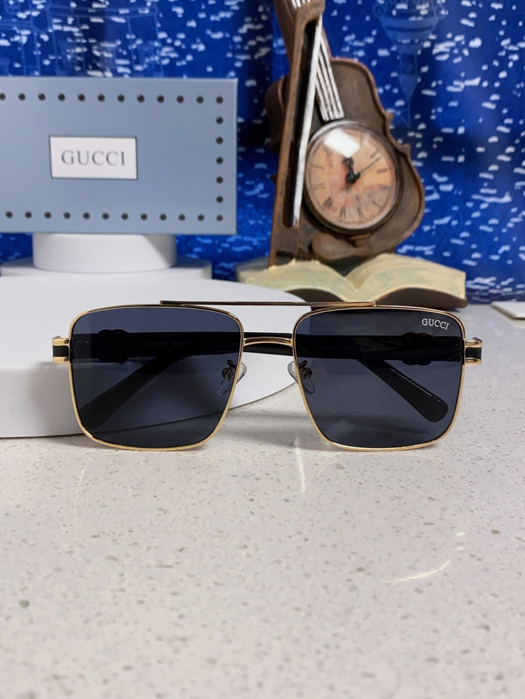 Gucci Metal Square Blue Lens Sunglasses for Men & Women - 158237 - detail image 9
