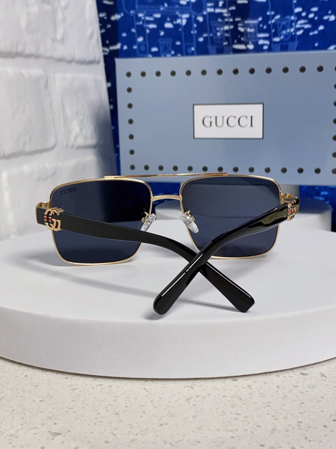 Gucci Metal Square Blue Lens Sunglasses for Men & Women - 158237 - detail image 3