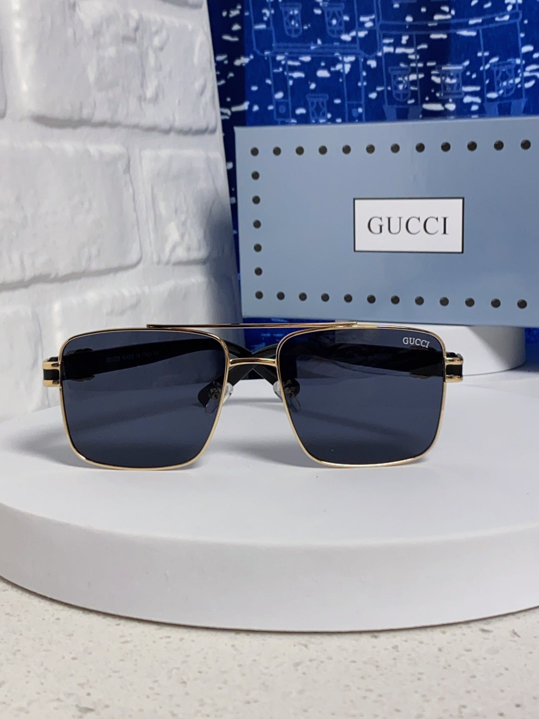 Gucci Metal Square Blue Lens Sunglasses for Men & Women - 398440 - detail image 2