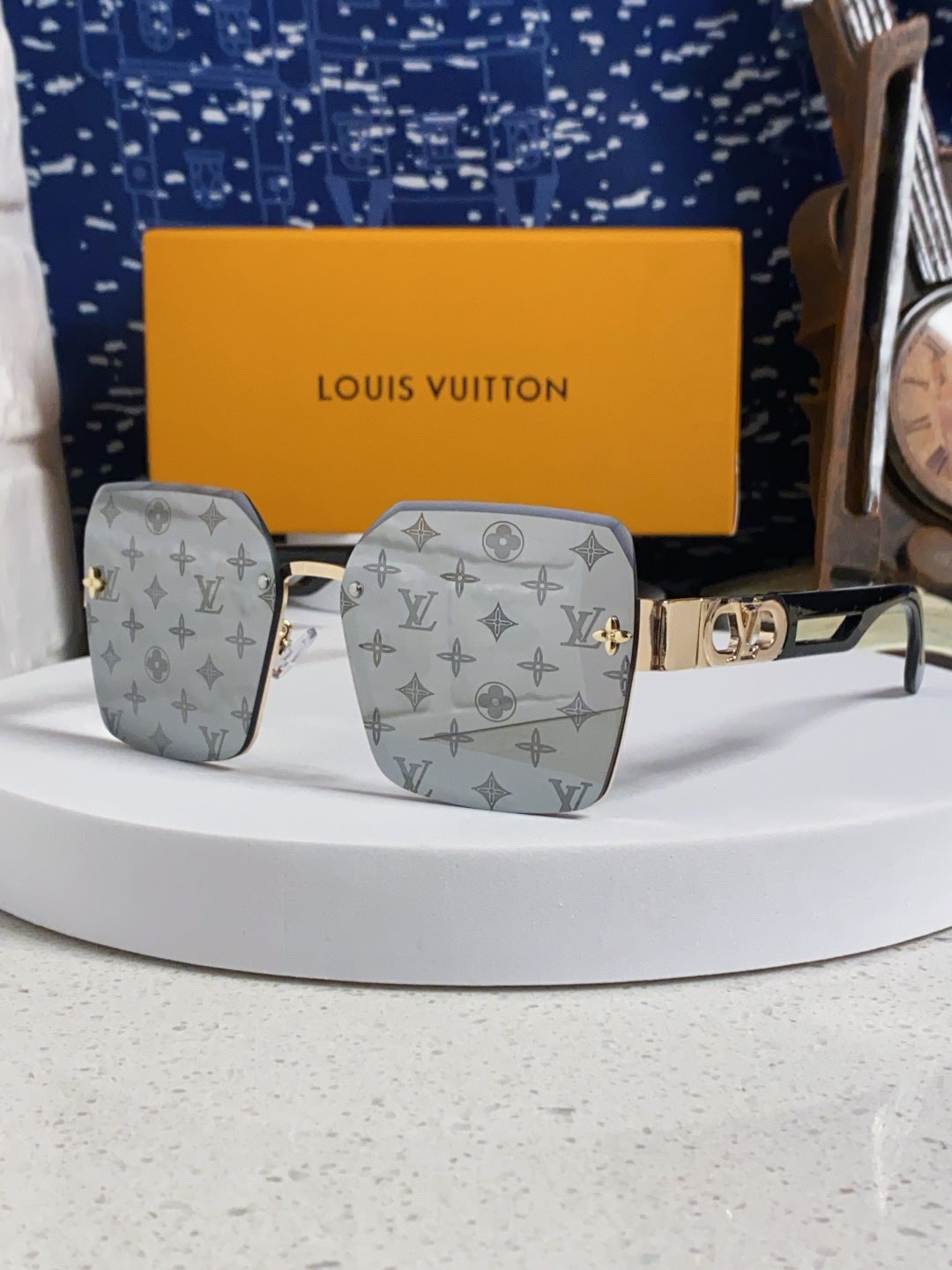 Louis Vuitton Metal Square Silver Lens Sunglasses for Men & Women - 414896