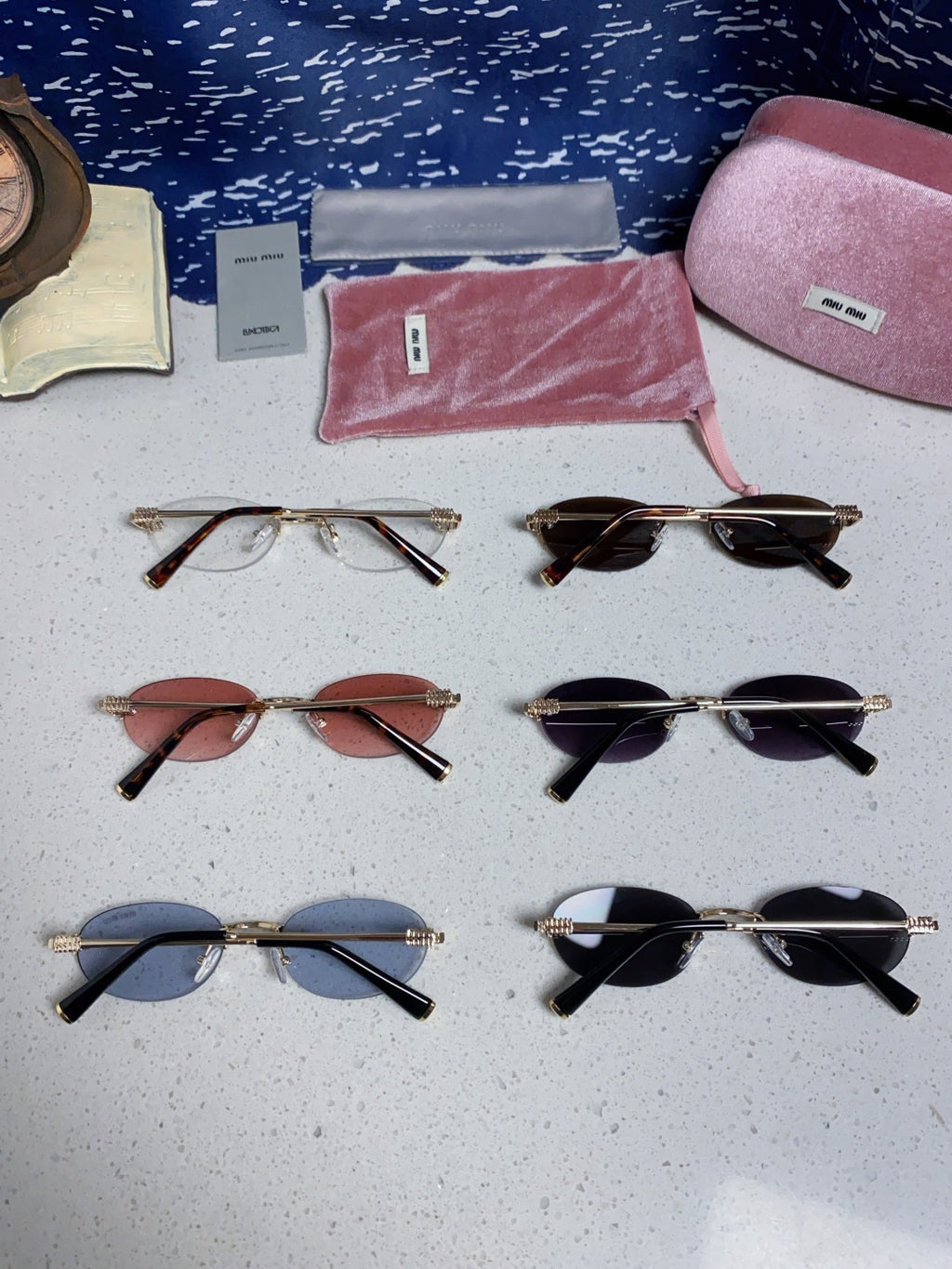 Miu Miu Lightweight Metal Rimless Brown Lens Sunglasses for Women - 449702 - detail image 11