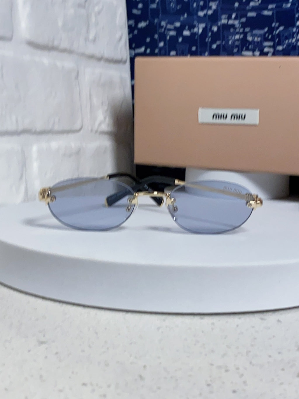 Miu Miu Lightweight Metal Rimless Silver Lens Sunglasses for Women - 449703 - detail image 2