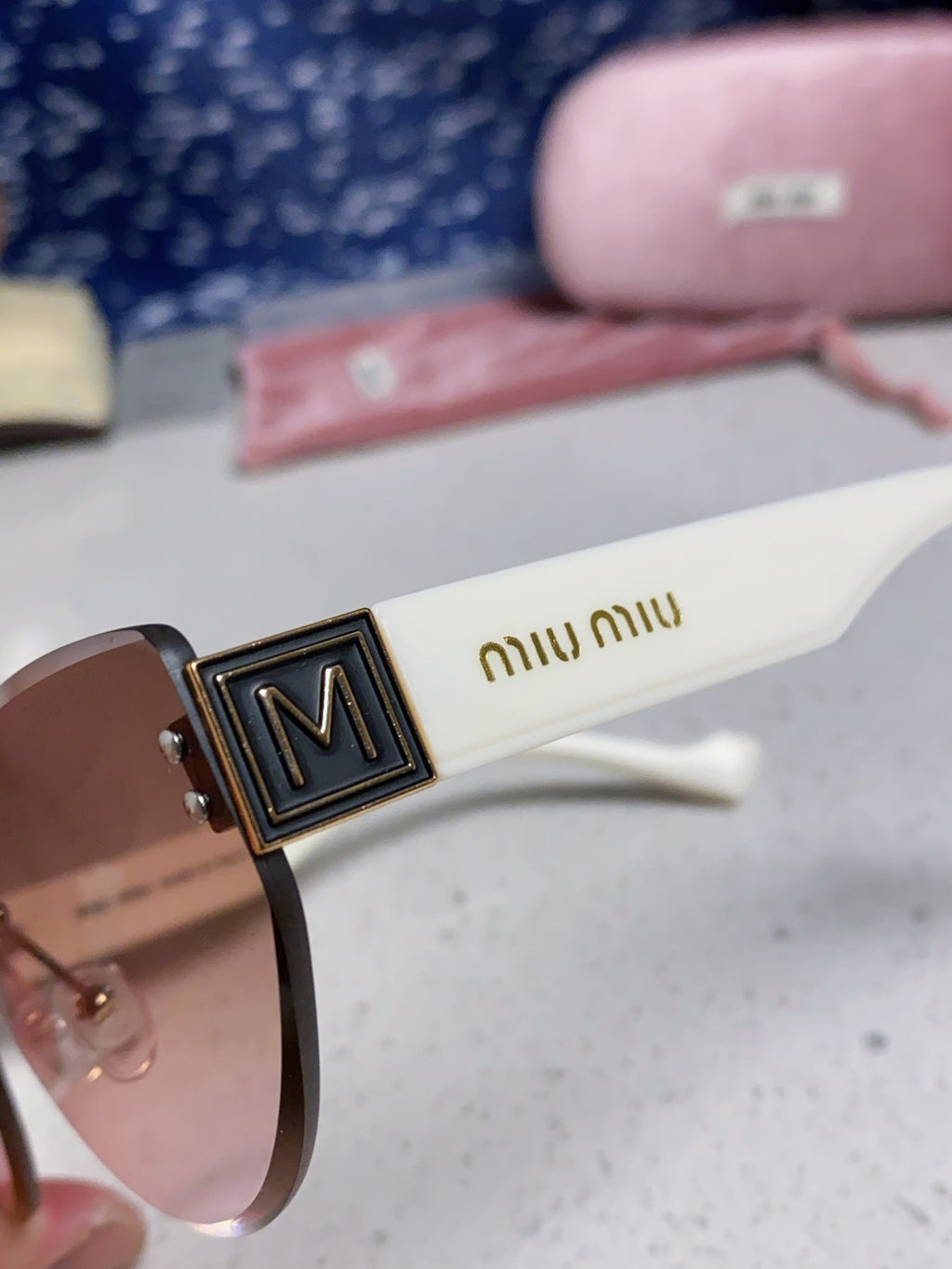 Miu Miu Lightweight Rimless Silver Lens Sunglasses for Women - 449696 - detail image 7