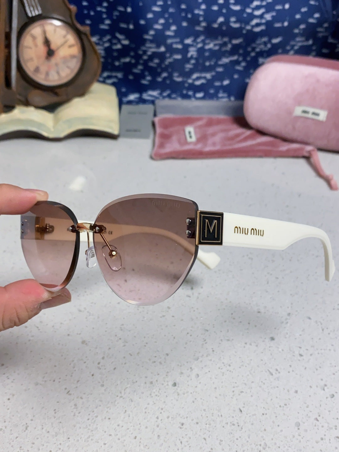 Miu Miu Lightweight Rimless Silver Lens Sunglasses for Women - 449696 - detail image 6