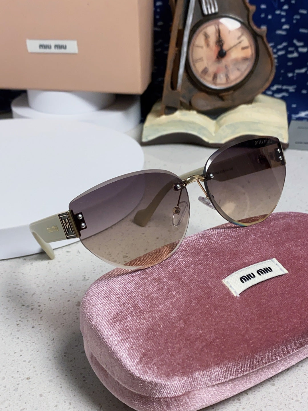 Miu Miu Lightweight Rimless Silver Lens Sunglasses for Women - 449697 - detail image 10