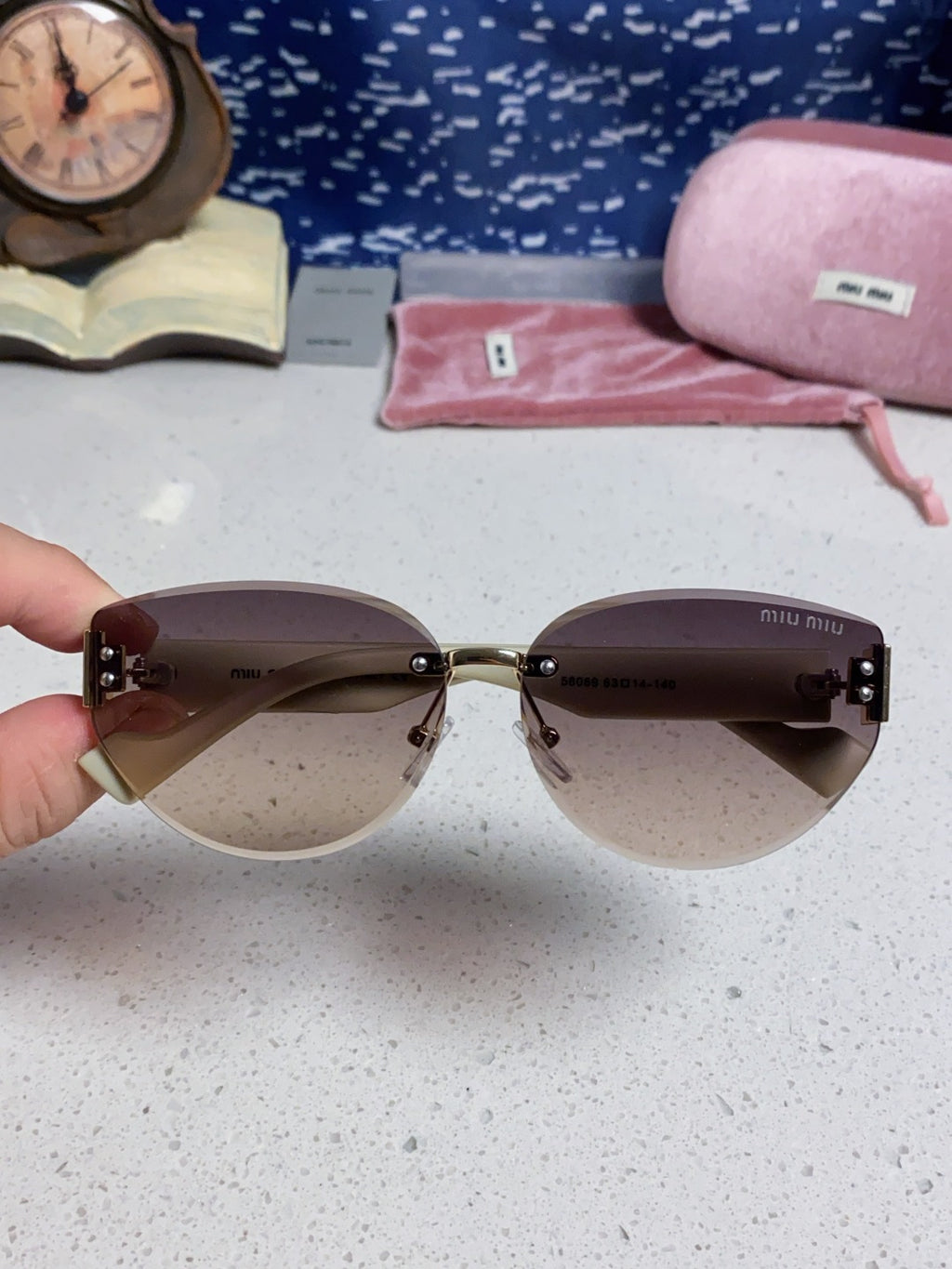 Miu Miu Lightweight Rimless Silver Lens Sunglasses for Women - 449697 - detail image 4