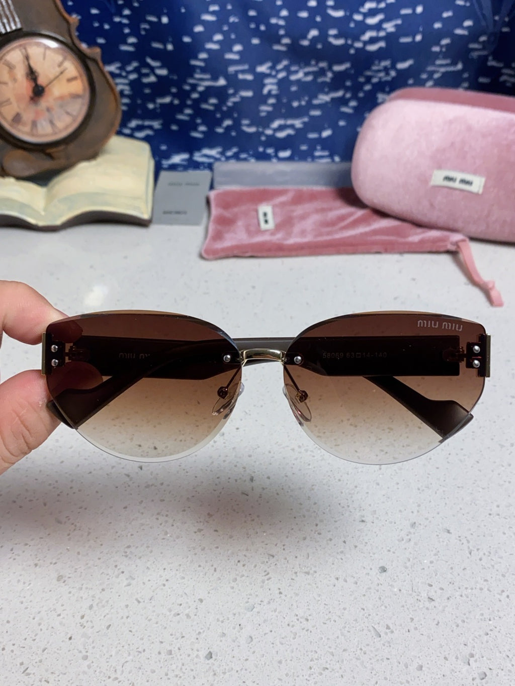 Miu Miu Lightweight Rimless Red Lens Sunglasses for Women - 449698 - detail image 4