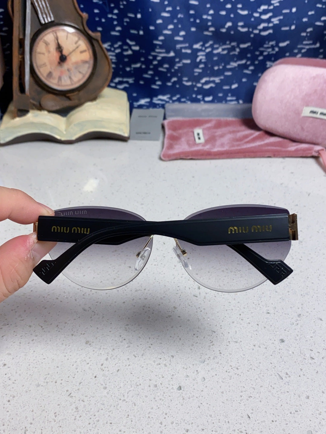 Miu Miu Lightweight Rimless Silver Lens Sunglasses for Women - 449699 - detail image 5