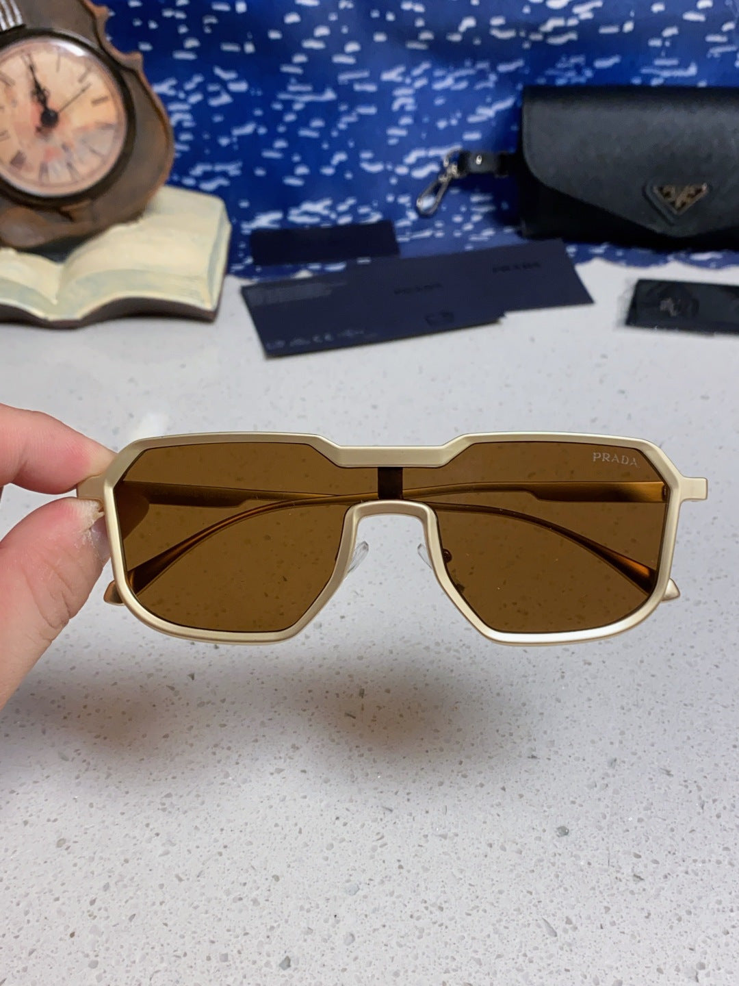Prada Metal Fashion Brown Lens Sunglasses for Men - detail image 4