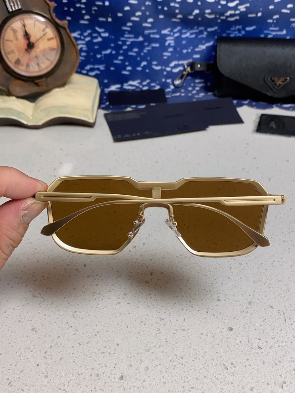 Prada Metal Fashion Brown Lens Sunglasses for Men - detail image 5