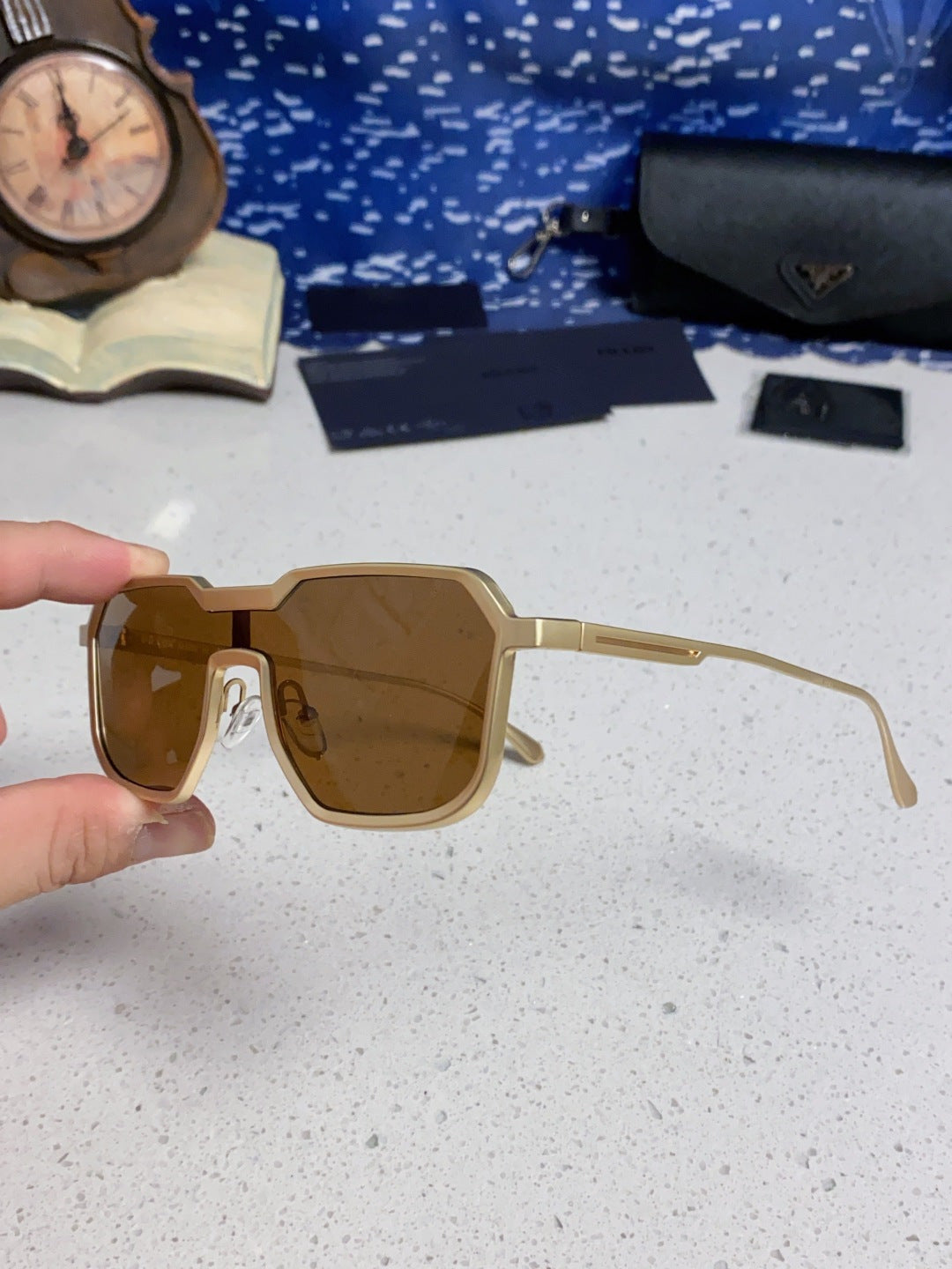 Prada Metal Fashion Brown Lens Sunglasses for Men - detail image 6