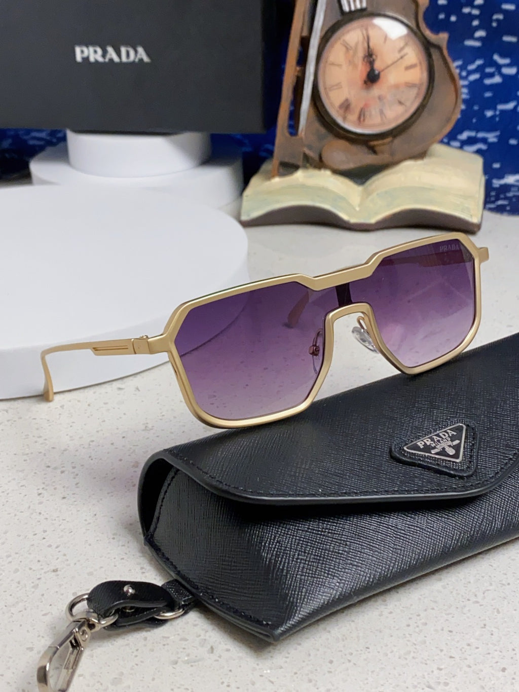 Prada Metal Fashion Purple Lens Sunglasses for Men - detail image 10