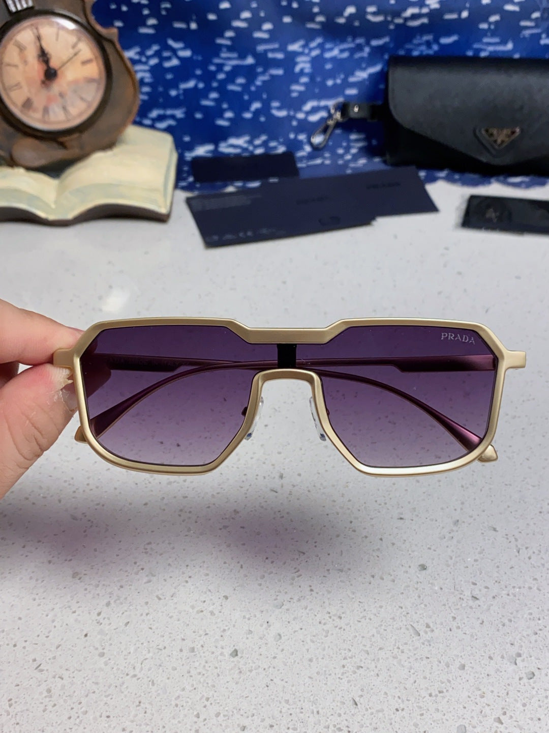 Prada Metal Fashion Purple Lens Sunglasses for Men - detail image 4