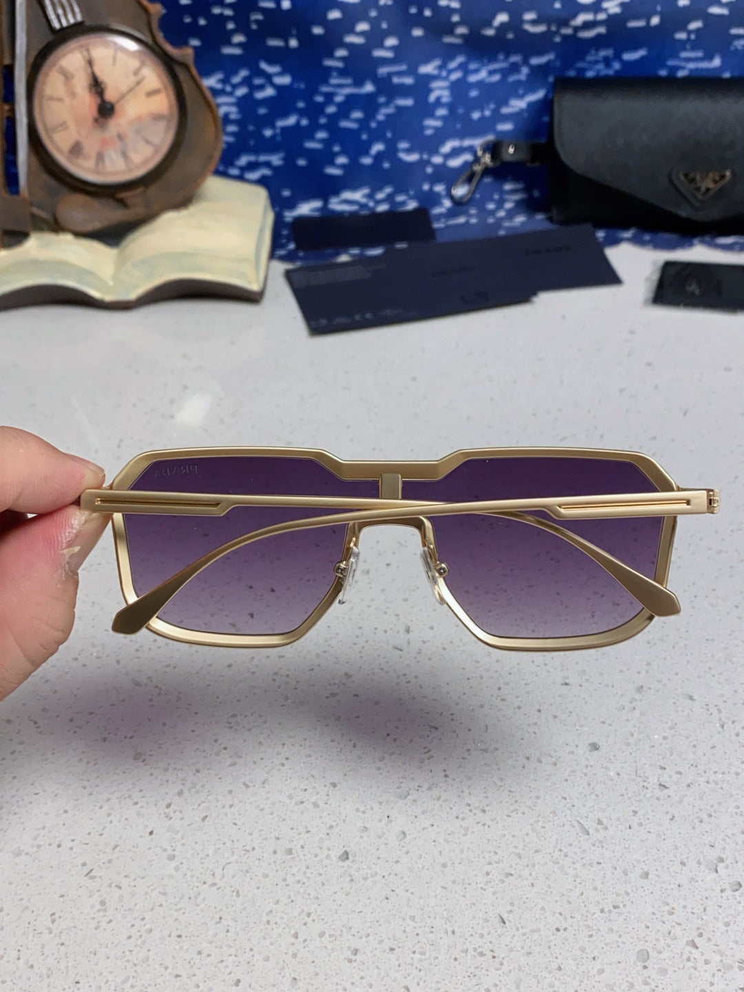 Prada Metal Fashion Purple Lens Sunglasses for Men - detail image 5