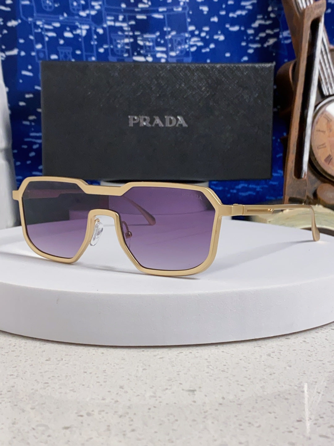 Prada Metal Fashion Purple Lens Sunglasses for Men
