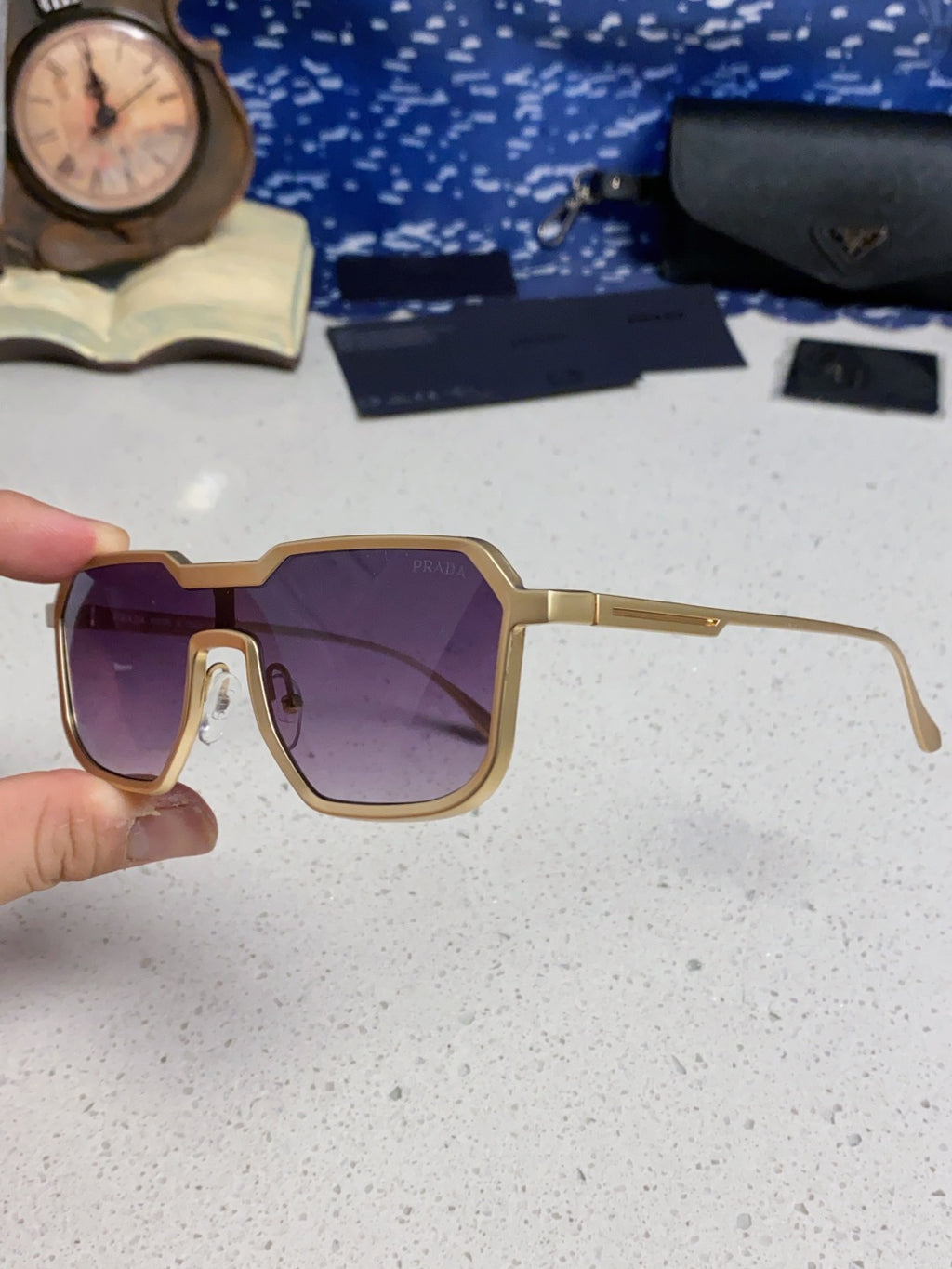 Prada Metal Fashion Purple Lens Sunglasses for Men - detail image 6