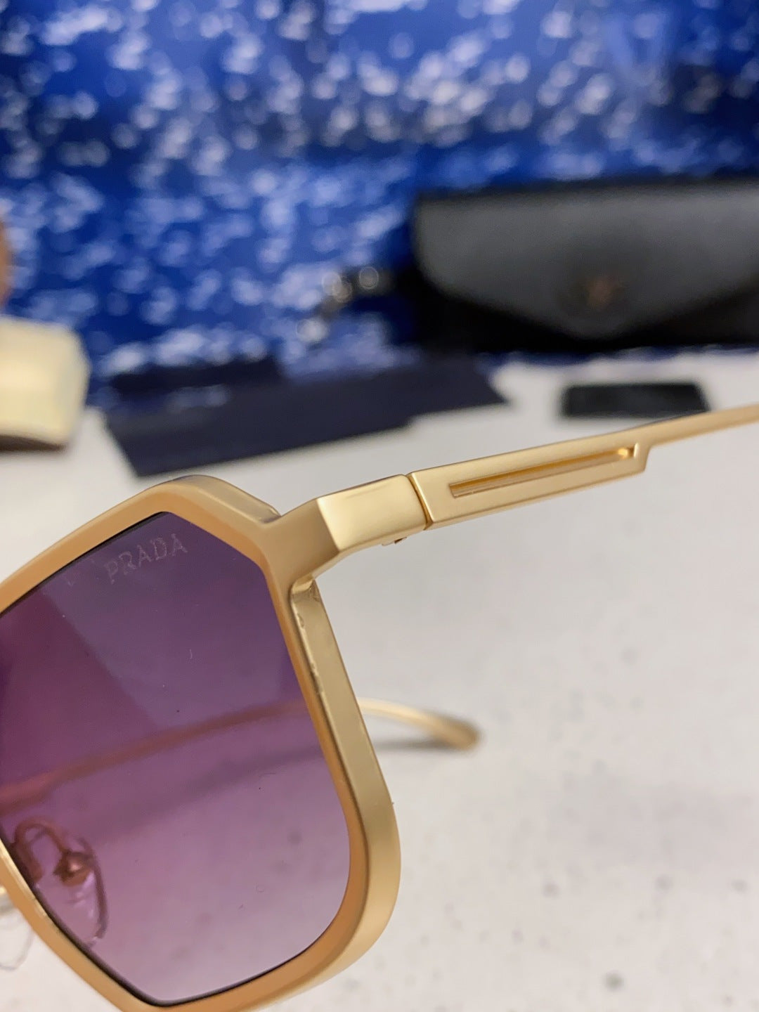 Prada Metal Fashion Purple Lens Sunglasses for Men - detail image 7