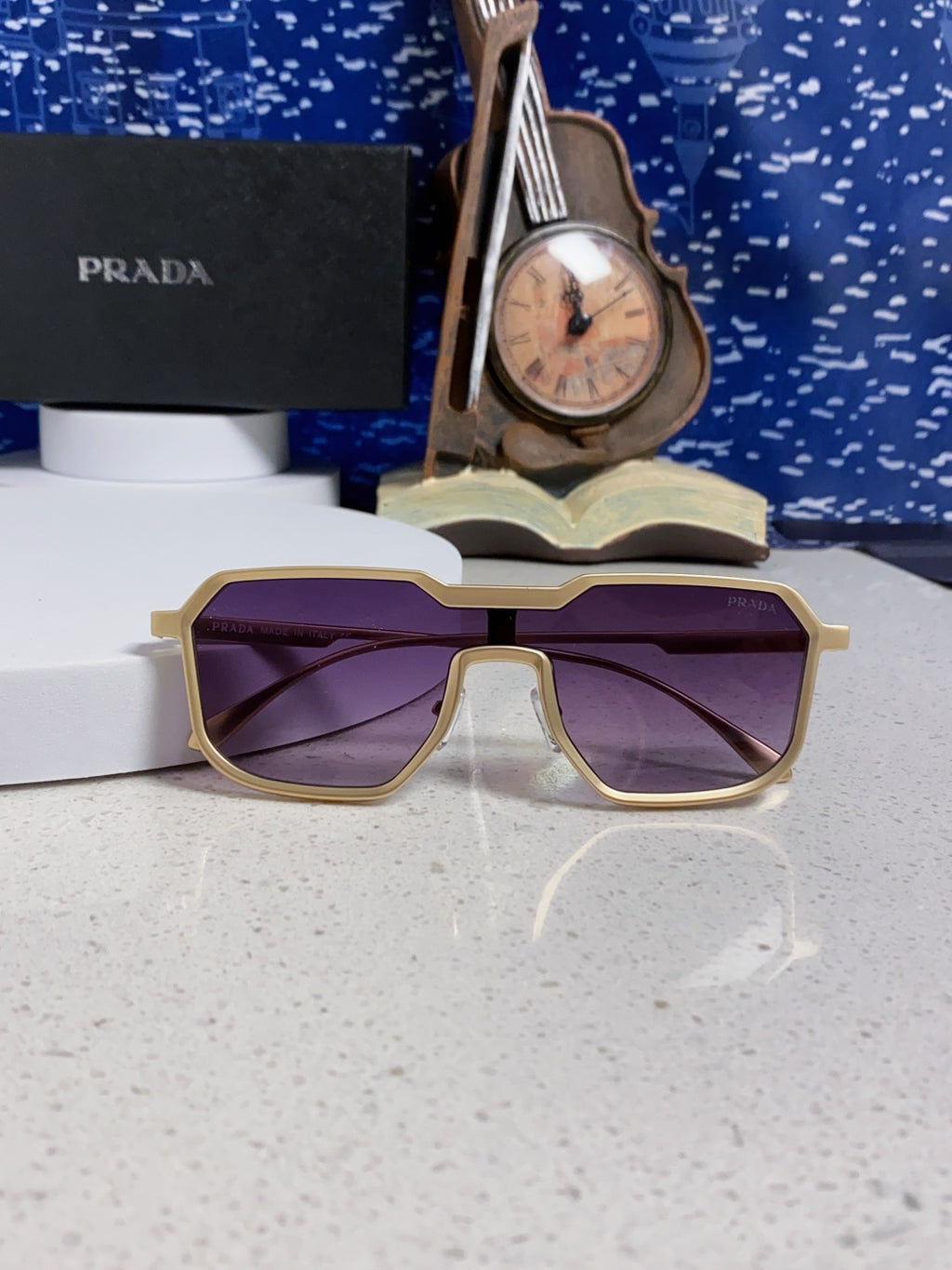 Prada Metal Fashion Purple Lens Sunglasses for Men - detail image 9