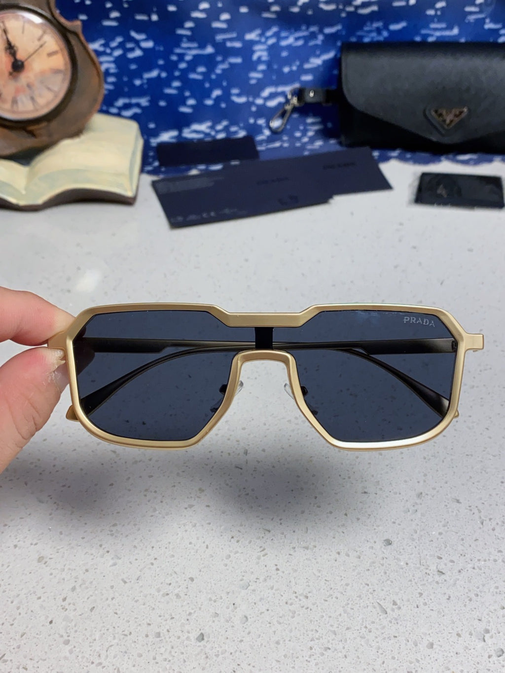 Prada Metal Fashion Blue Lens Sunglasses for Men - 465625 - detail image 4