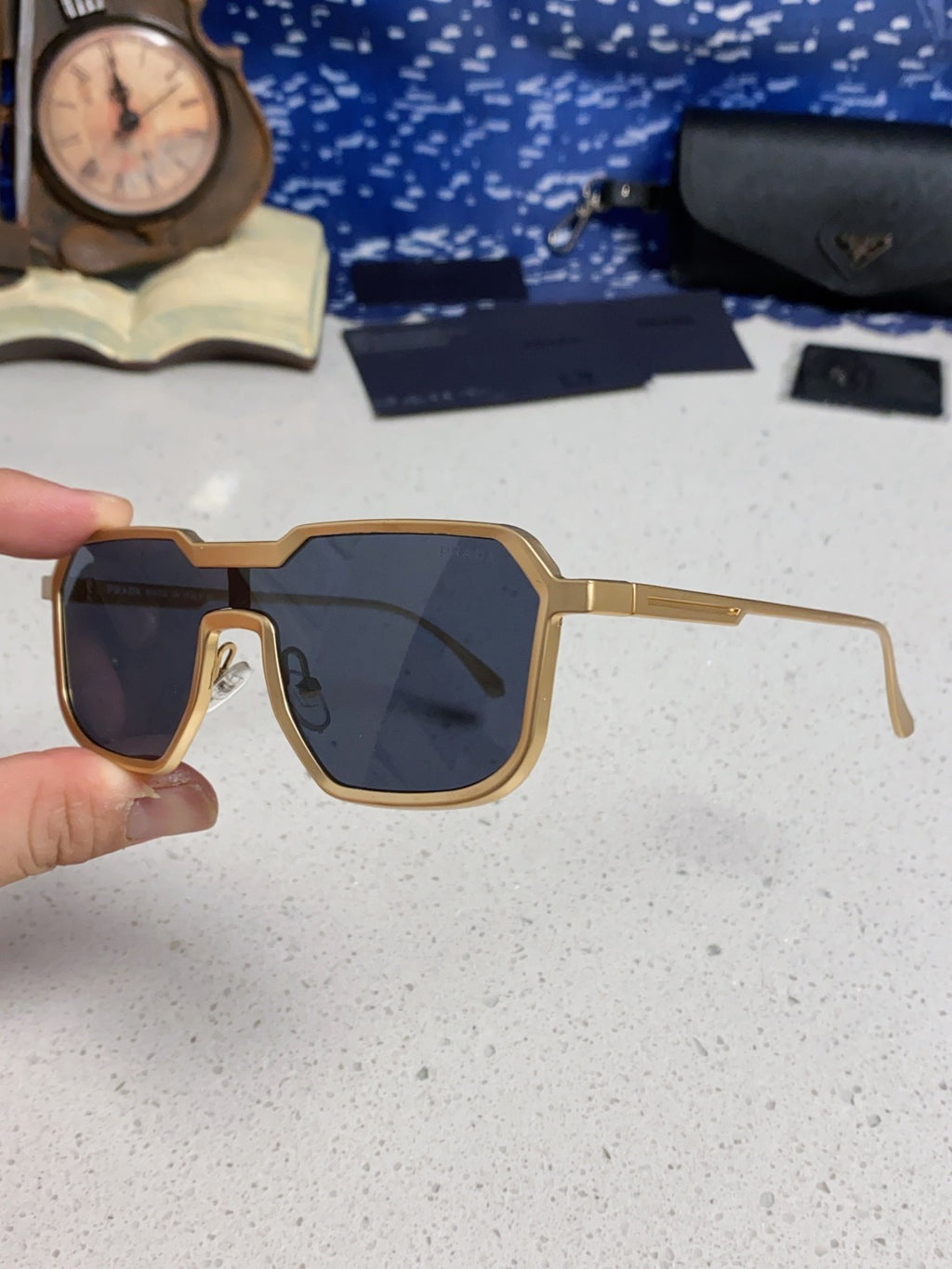 Prada Metal Fashion Blue Lens Sunglasses for Men - 465625 - detail image 6