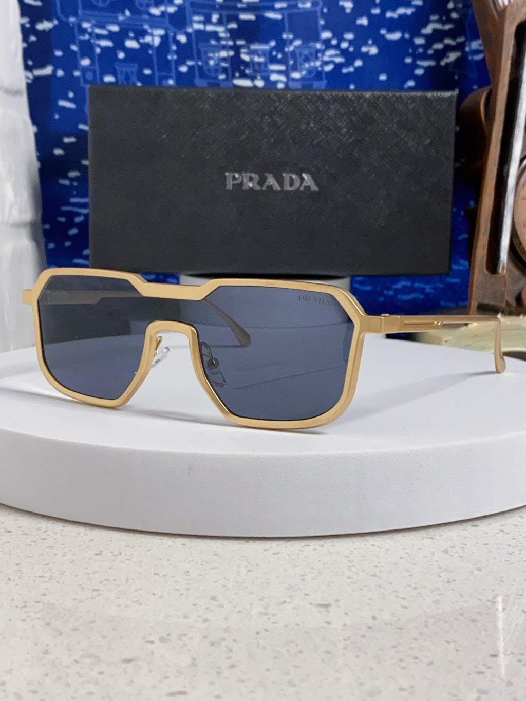 Prada Metal Fashion Blue Lens Sunglasses for Men - 465625