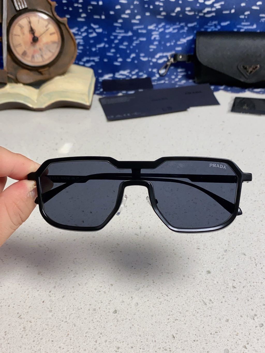 Prada Metal Fashion Blue Lens Sunglasses for Men - detail image 4