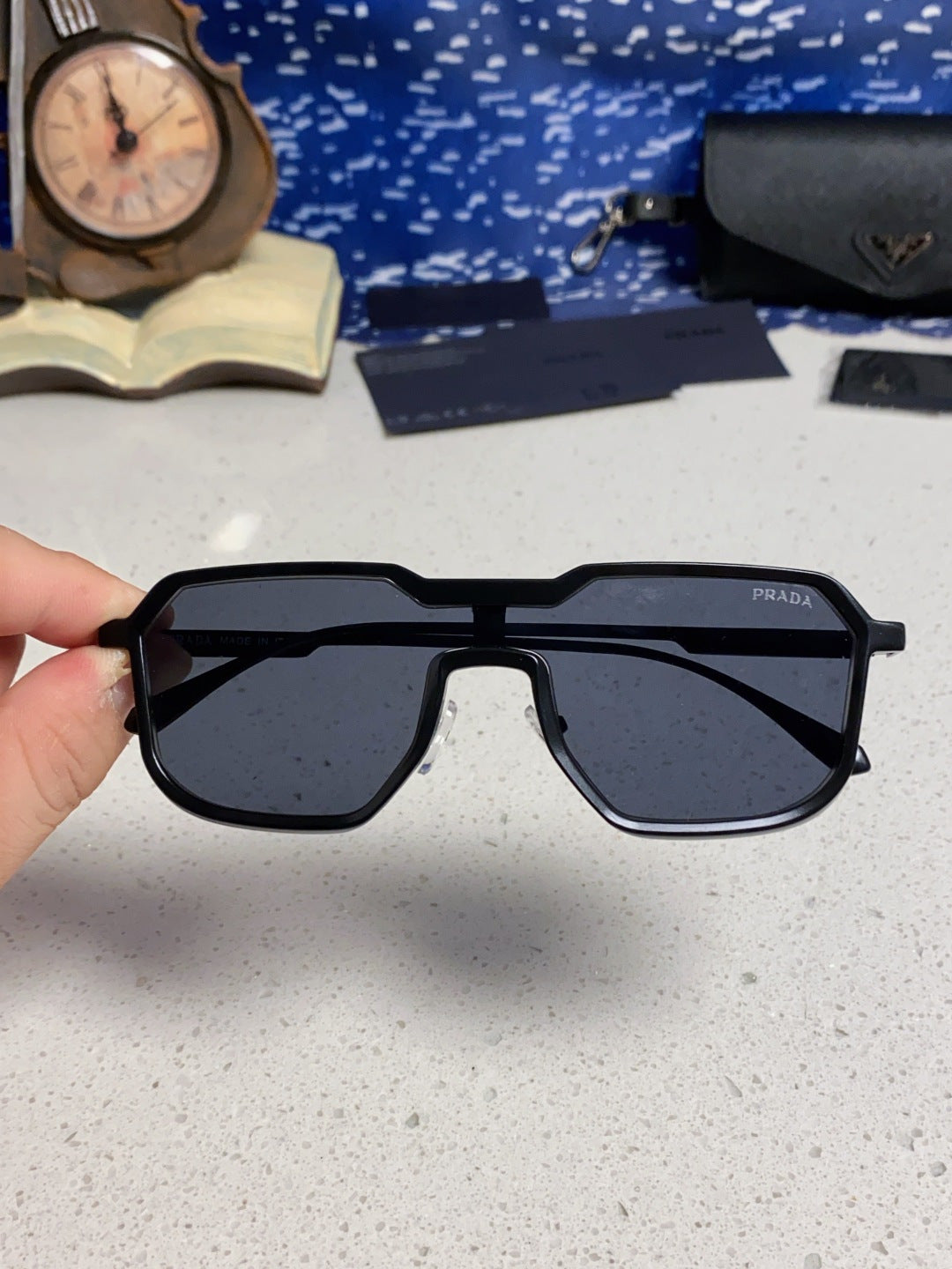 Prada Metal Fashion Blue Lens Sunglasses for Men - detail image 4