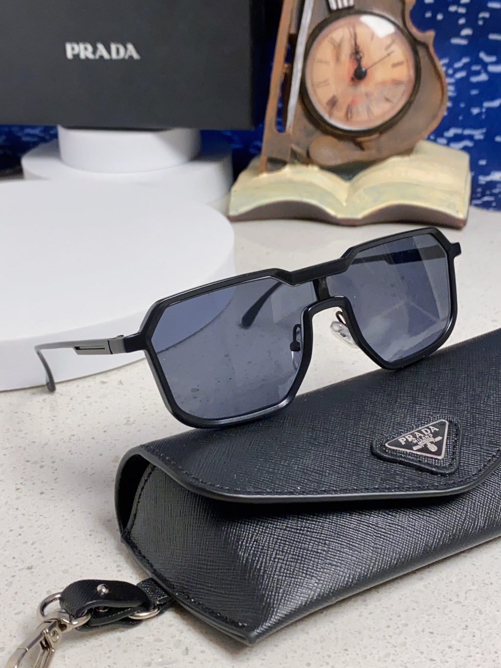 Prada Metal Fashion Blue Lens Sunglasses for Men - detail image 10