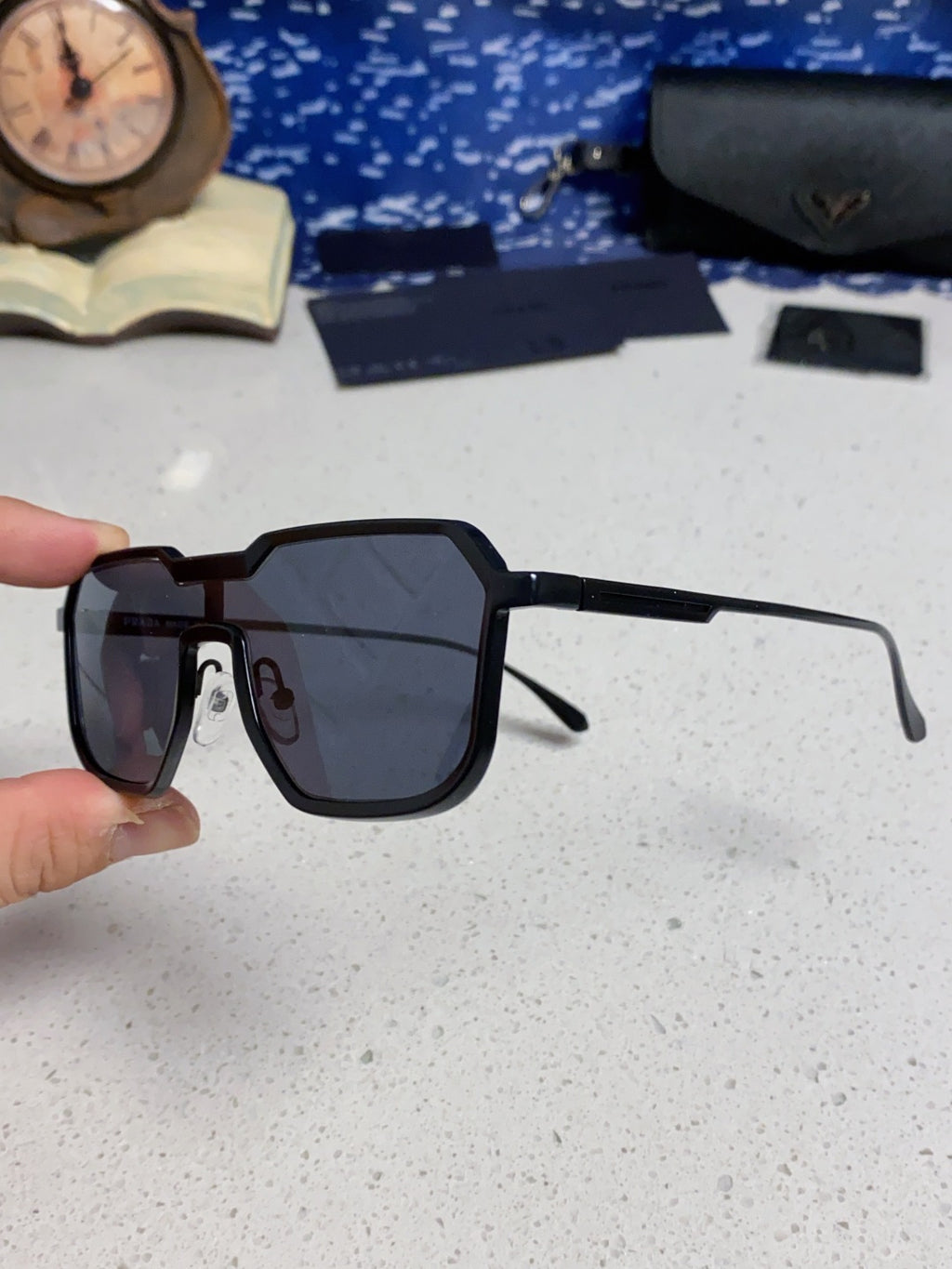 Prada Metal Fashion Blue Lens Sunglasses for Men - detail image 6