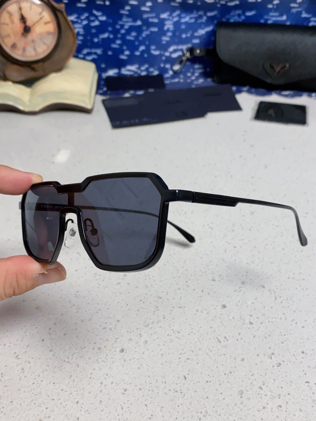 Prada Metal Fashion Blue Lens Sunglasses for Men - detail image 6