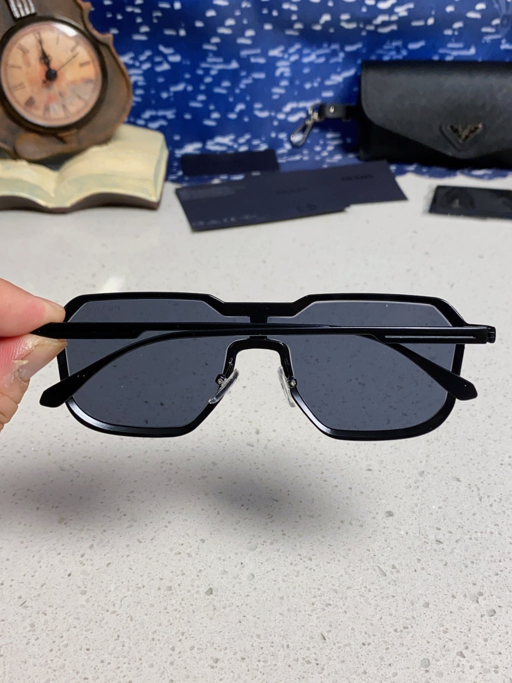 Prada Metal Fashion Blue Lens Sunglasses for Men - detail image 5