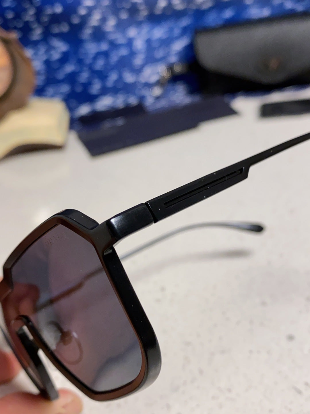 Prada Metal Fashion Blue Lens Sunglasses for Men - detail image 7