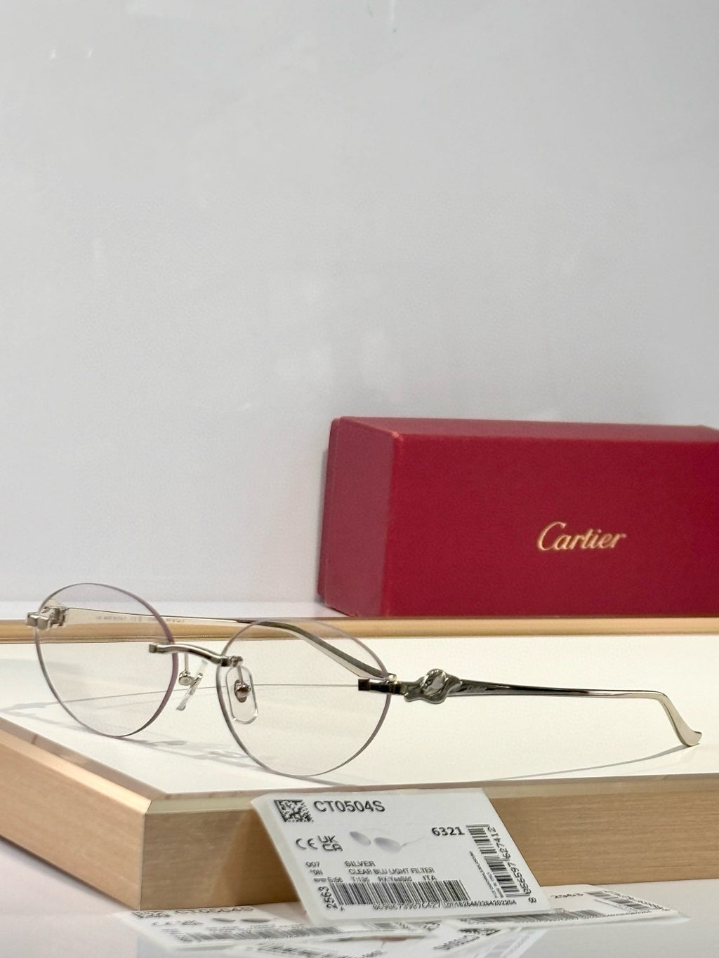 Cartier CT0504S Lightweight Rimless Red Lens Sunglasses for Men & Women - detail image 2