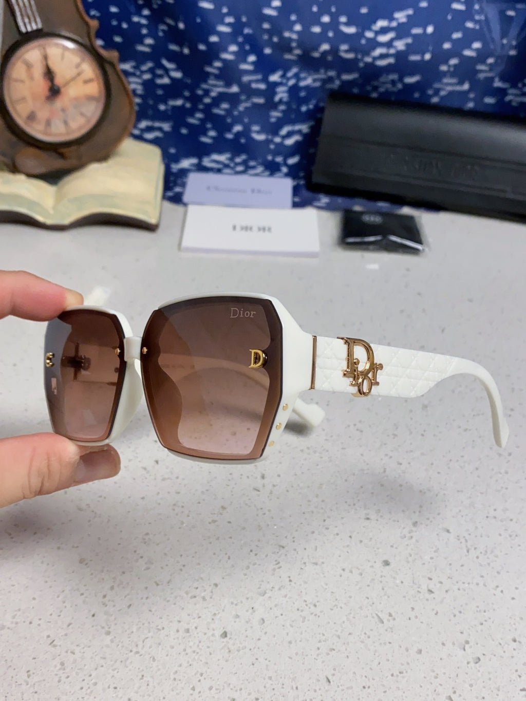 Dior Metal Square Red Lens Sunglasses for Women - detail image 6
