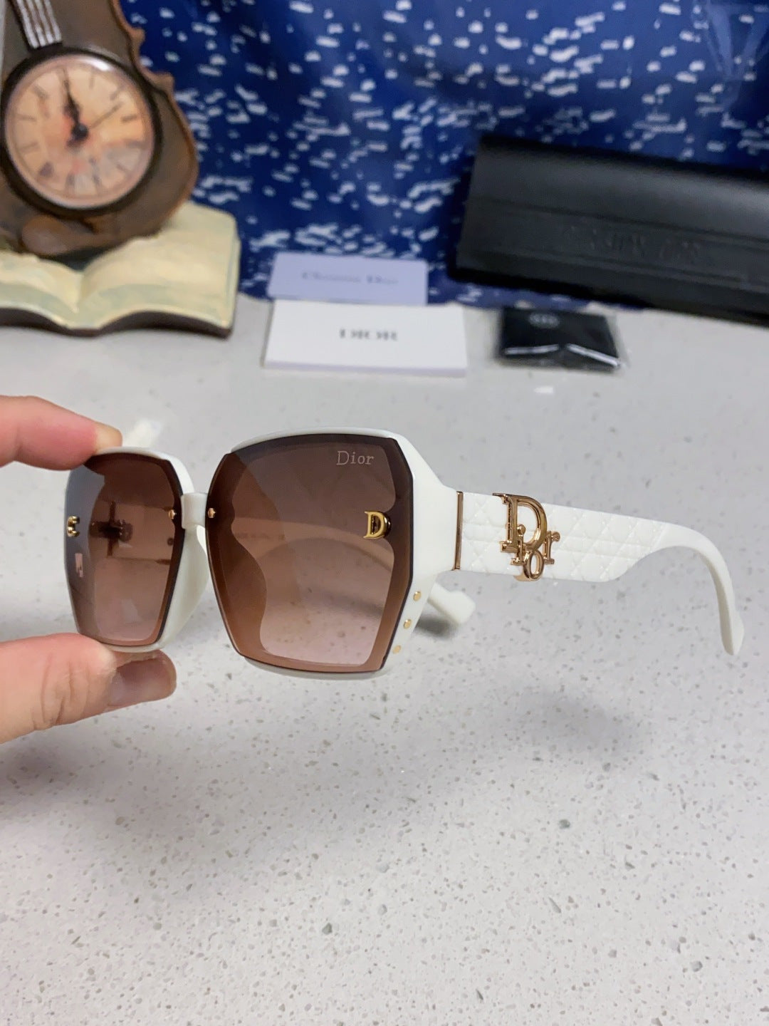 Dior Metal Square Red Lens Sunglasses for Women - detail image 6