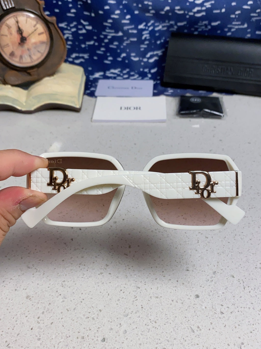 Dior Metal Square Red Lens Sunglasses for Women - detail image 5