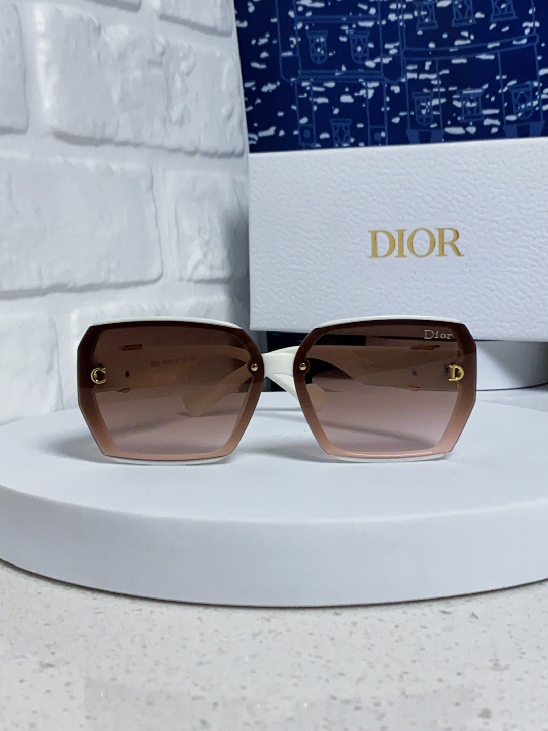 Dior Metal Square Red Lens Sunglasses for Women - detail image 2