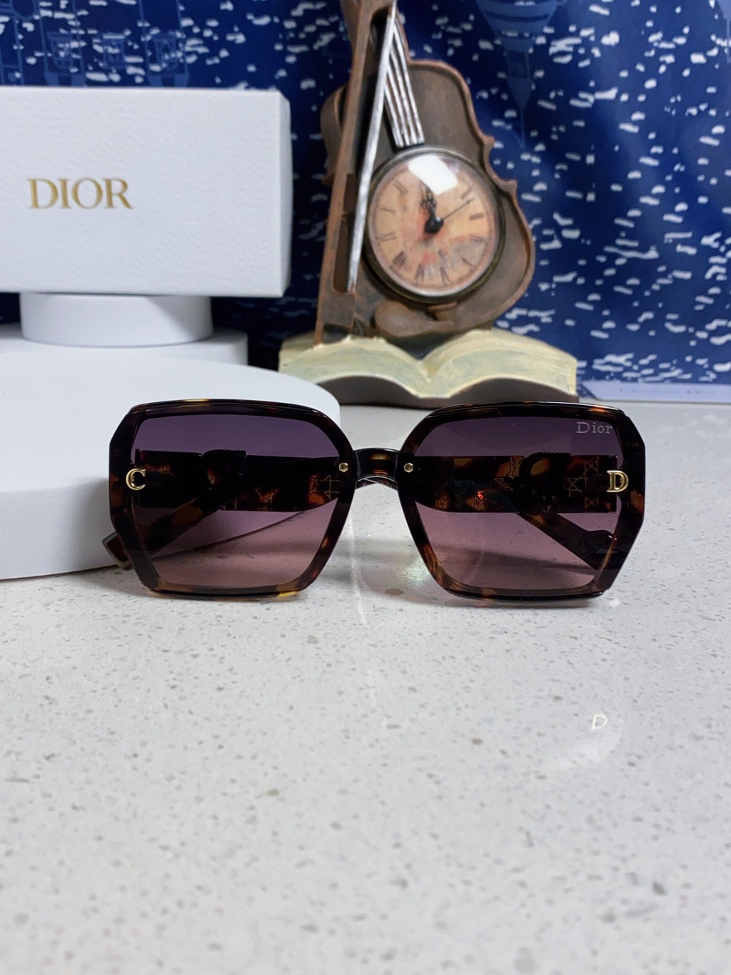 Dior Metal Square Purple Lens Sunglasses for Women - detail image 9
