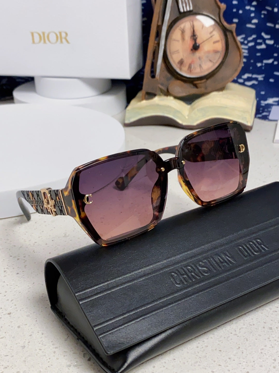 Dior Metal Square Purple Lens Sunglasses for Women - detail image 10