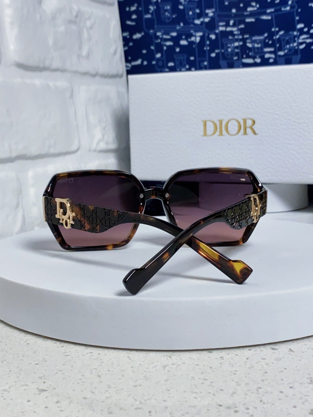 Dior Metal Square Purple Lens Sunglasses for Women - detail image 3