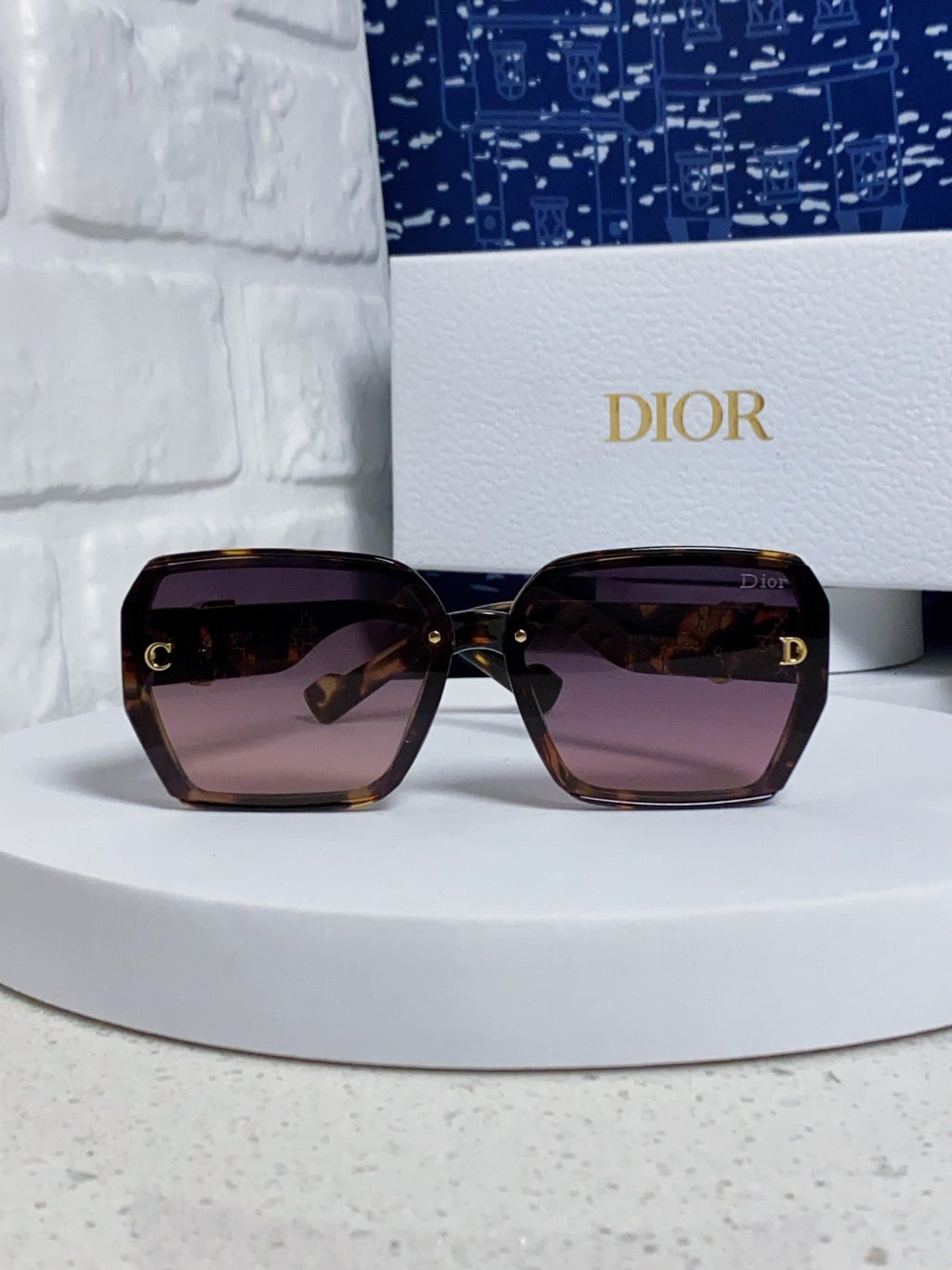 Dior Metal Square Purple Lens Sunglasses for Women - detail image 2