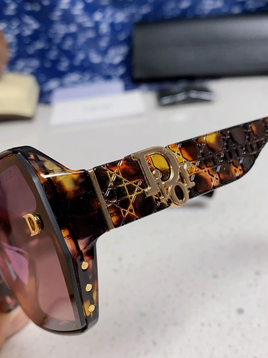 Dior Metal Square Purple Lens Sunglasses for Women - detail image 7