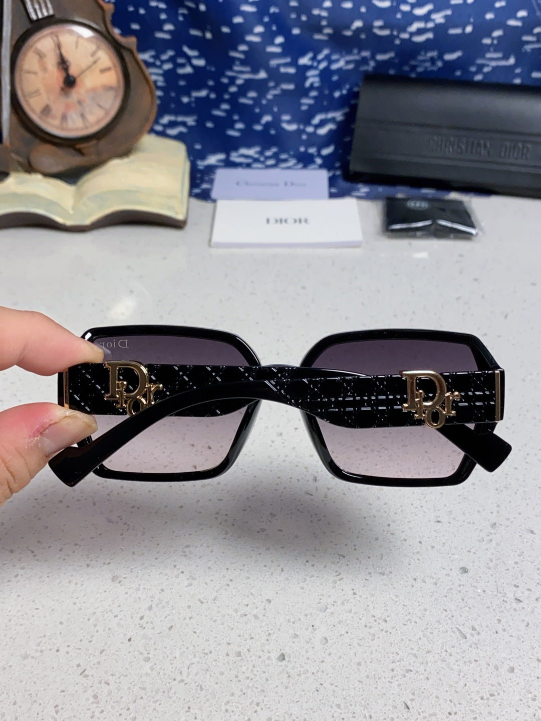 Dior Metal Square Silver Lens Sunglasses for Women - detail image 5