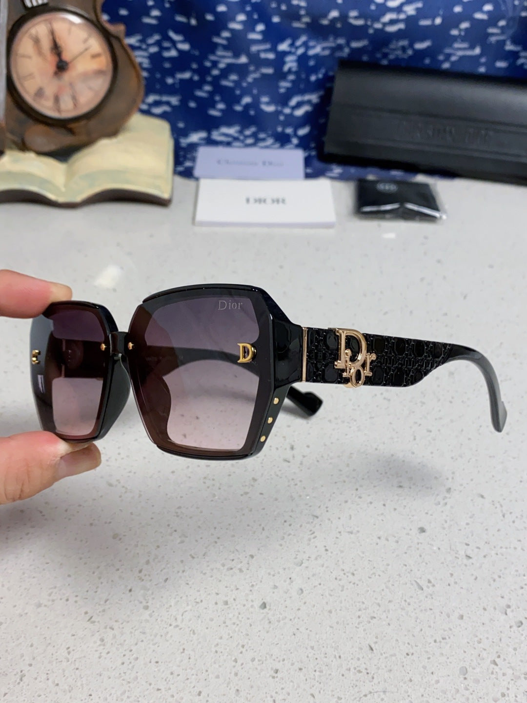 Dior Metal Square Silver Lens Sunglasses for Women - detail image 6