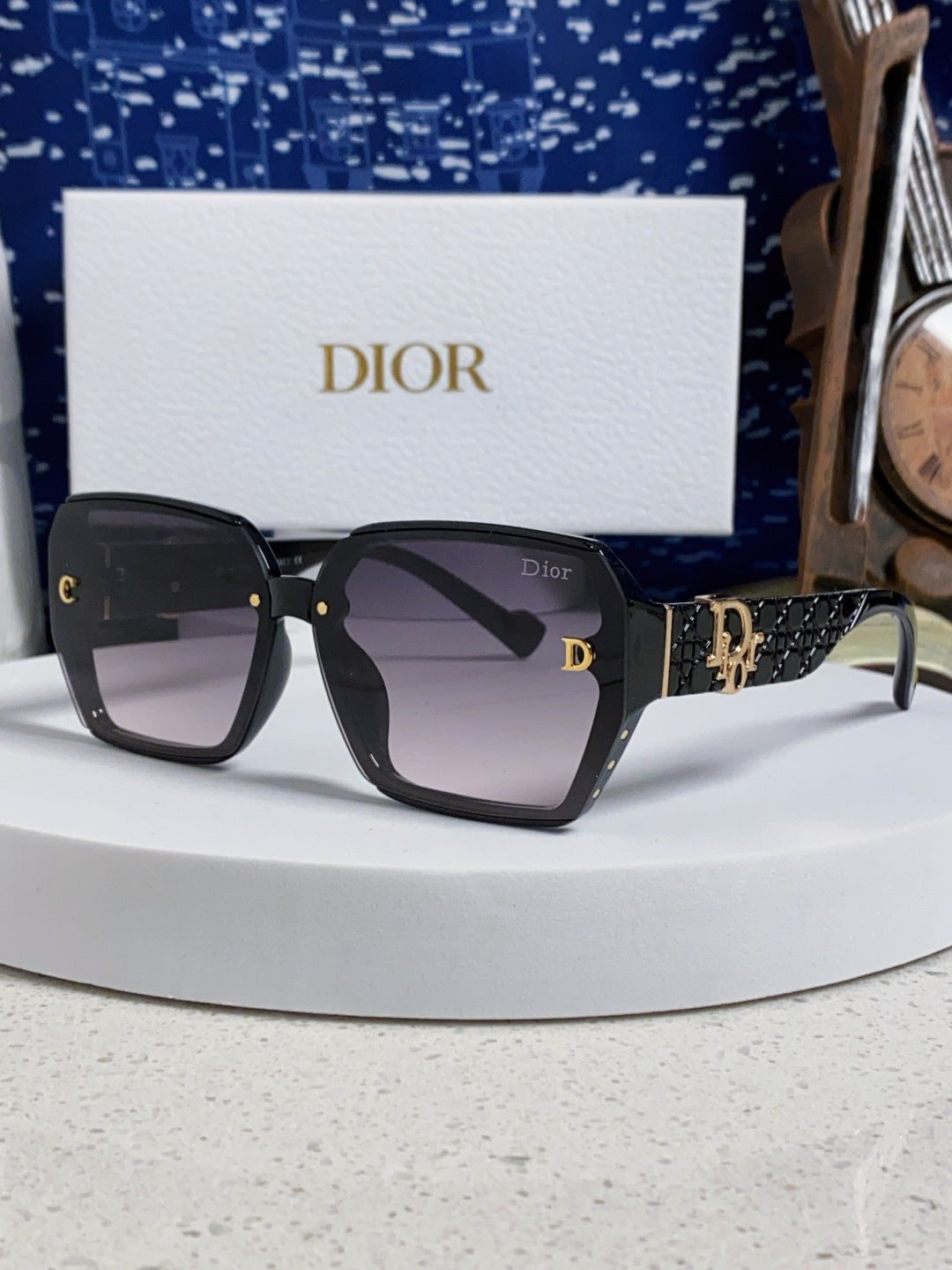Dior Metal Square Silver Lens Sunglasses for Women