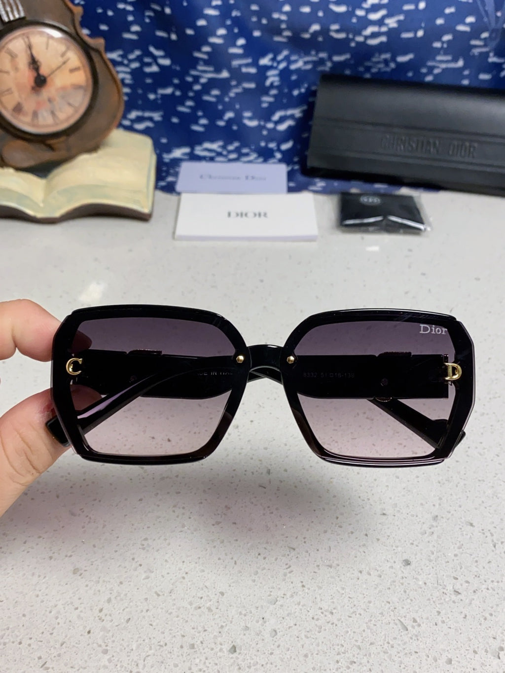 Dior Metal Square Silver Lens Sunglasses for Women - detail image 4